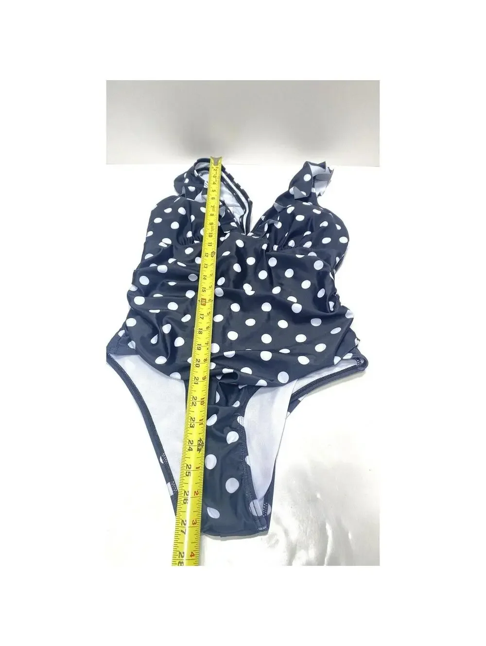 NEW Large Women’s Black White Polka Dot V-Neck One Piece Bathing Suit